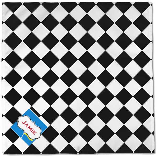 Checkers & Racecars Cloth Napkins - Personalized Dinner (Full Open)