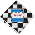 Checkers & Racecars Cloth Cocktail Napkin - Single w/ Name or Text