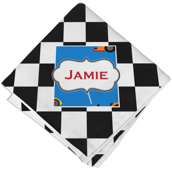 Custom Checkers & Racecars Cloth Napkin w/ Name or Text