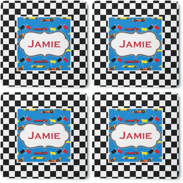 Checkers & Racecars Coaster Rubber Back - Apvl