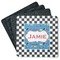 Checkers & Racecars Square Rubber Backed Coasters - Set of 4 (Personalized)