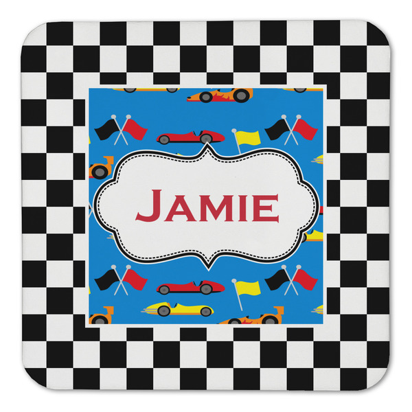 Checkers & Racecars Coaster Set - FRONT (one)