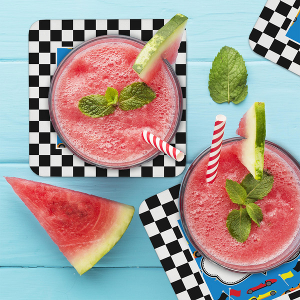 Checkers & Racecars Coaster Set - LIFESTYLE