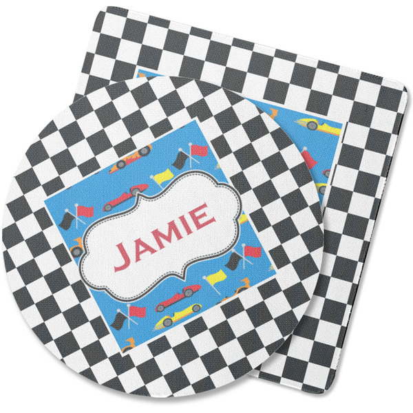 Custom Checkers & Racecars Rubber Backed Coaster (Personalized)
