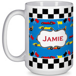 Checkers & Racecars 15 Oz Coffee Mug - White (Personalized)