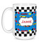 Checkers & Racecars Coffee Mug - 15 oz - White