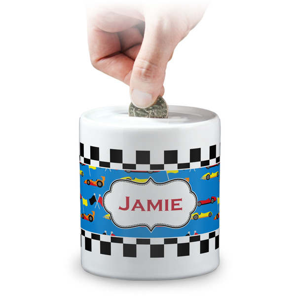 Custom Checkers & Racecars Coin Bank (Personalized)