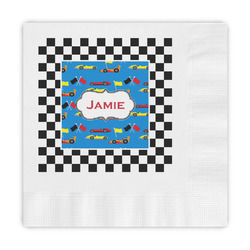 Checkers & Racecars Embossed Decorative Napkins (Personalized)
