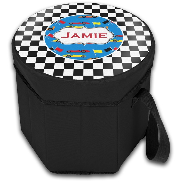 Checkers & Racecars Collapsible Personalized Cooler & Seat (Closed)