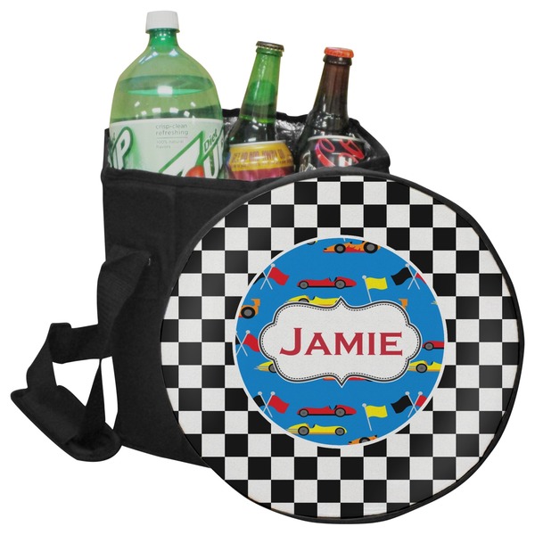 Custom Checkers & Racecars Collapsible Cooler & Seat (Personalized)