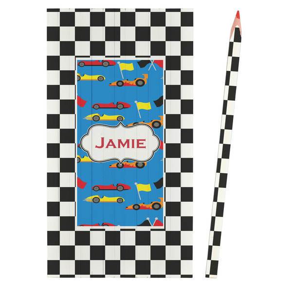 Checkers & Racecars Colored Pencils - Front View