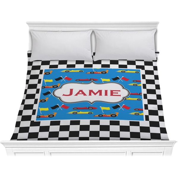 Custom Checkers & Racecars Comforter - King (Personalized)