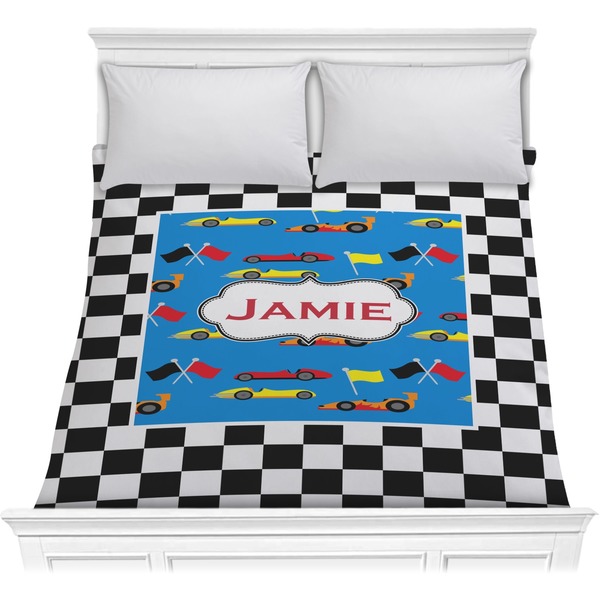Custom Checkers & Racecars Comforter - Full / Queen (Personalized)