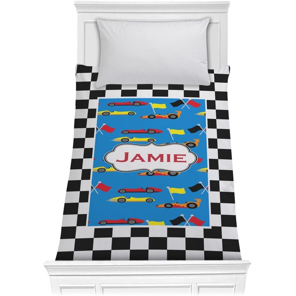 Custom Checkers & Racecars Comforter - Twin XL (Personalized)