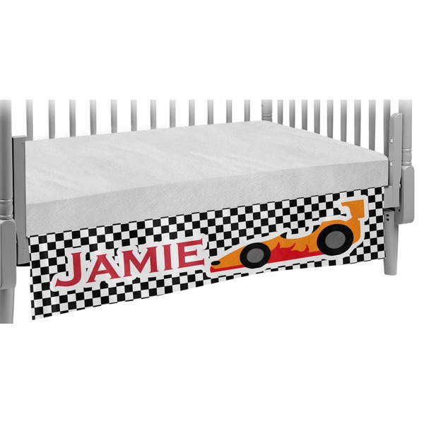 Custom Checkers & Racecars Crib Skirt (Personalized)