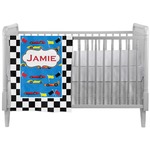 Checkers & Racecars Crib Comforter / Quilt (Personalized)