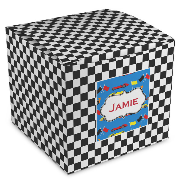 Custom Checkers & Racecars Cube Favor Gift Boxes (Personalized)