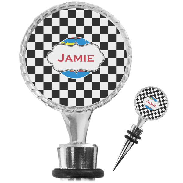 Custom Checkers & Racecars Wine Bottle Stopper (Personalized)