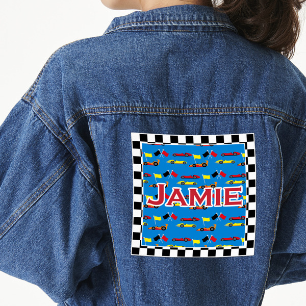 Custom Checkers & Racecars Large Custom Shape Patch - 2XL (Personalized)