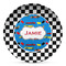 Checkers & Racecars Microwave Safe Plastic Plate - Composite Polymer (Personalized)
