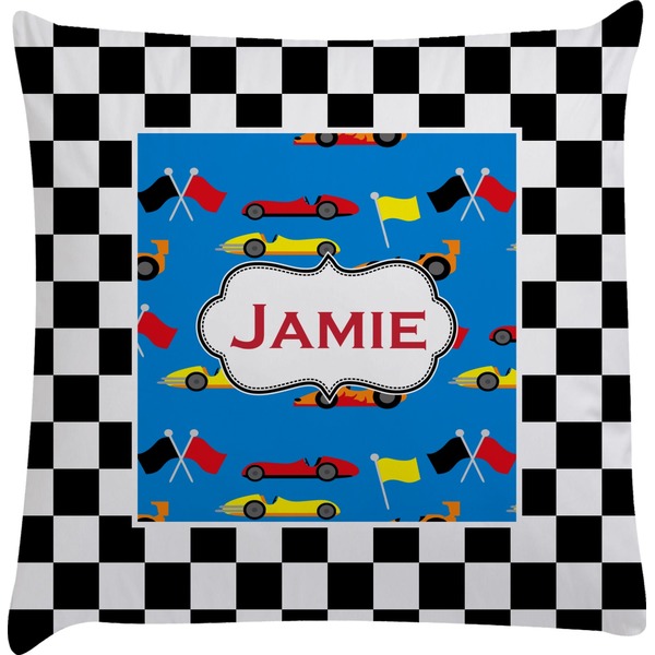 Custom Checkers & Racecars Decorative Pillow Case (Personalized)
