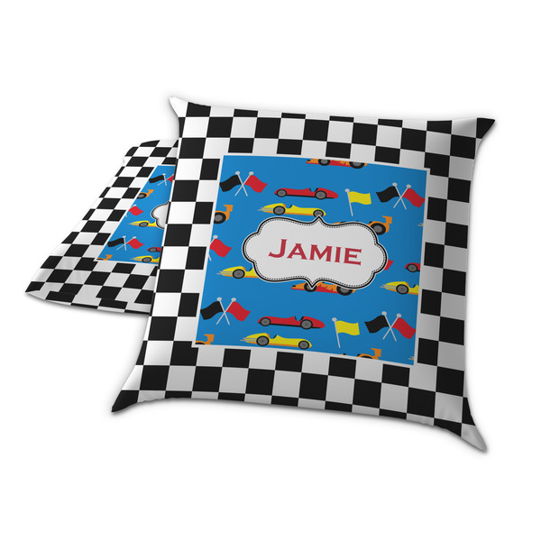 Checkers & Racecars Decorative Pillow Case - TWO