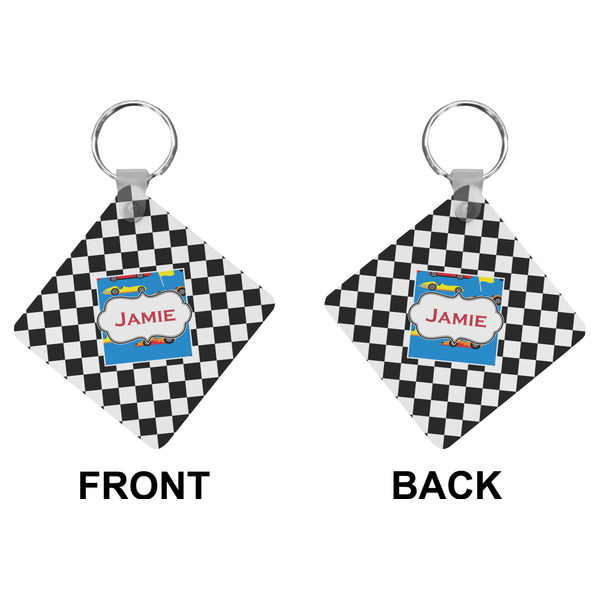 Checkers & Racecars Diamond Keychain (Front + Back)