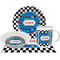 Checkers & Racecars Dinner Set - 4 Pc (Personalized)