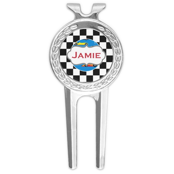 Custom Checkers & Racecars Golf Divot Tool & Ball Marker (Personalized)