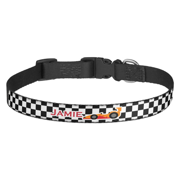 Custom Checkers & Racecars Dog Collar (Personalized)