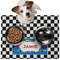 Checkers & Racecars Dog Food Mat - Medium w/ Name or Text