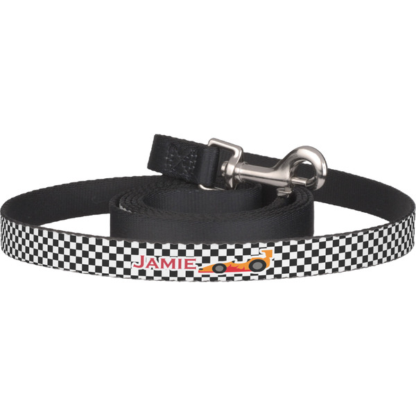 Custom Checkers & Racecars Dog Leash (Personalized)