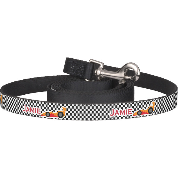 Custom Checkers & Racecars Dog Leash (Personalized)