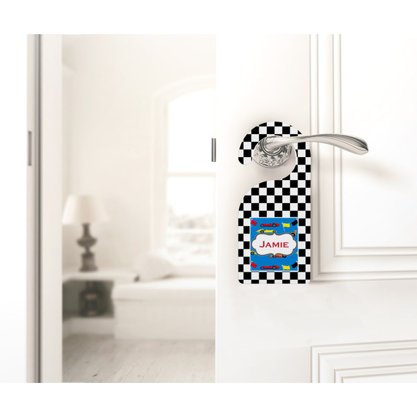 Checkers & Racecars Door Hanger - LIFESTYLE