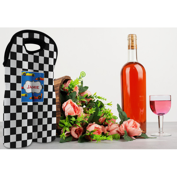 Checkers & Racecars Double Wine Tote - LIFESTYLE (new)