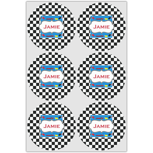Checkers & Racecars Drink Topper - Large - Set of 6