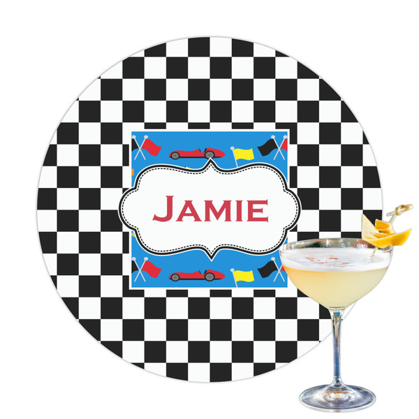 Custom Checkers & Racecars Printed Drink Topper (Personalized)