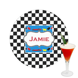 Checkers & Racecars Printed Drink Topper -  2.5" (Personalized)