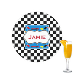 Checkers & Racecars Printed Drink Topper - 2.15" (Personalized)