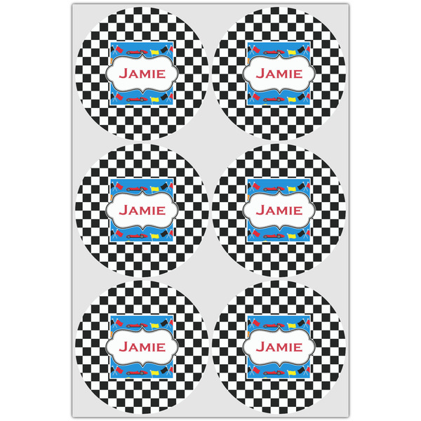 Checkers & Racecars Drink Topper - XLarge - Set of 6