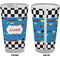 Checkers & Racecars Pint Glass - Full Color - Front & Back Views