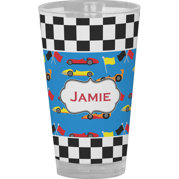 Custom Checkers & Racecars Pint Glass - Full Color (Personalized)