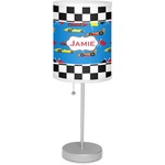Checkers & Racecars 7" Drum Lamp with Shade Linen (Personalized)