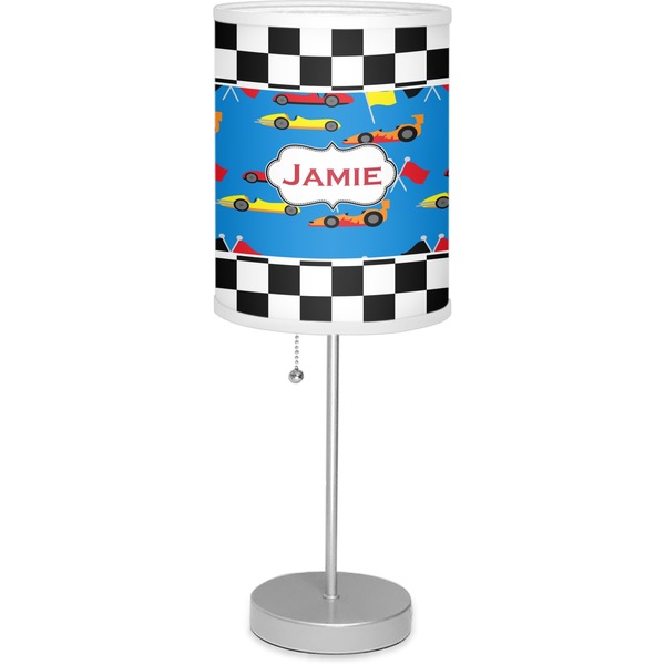 Custom Checkers & Racecars Lamp with Drum Shade (Personalized)