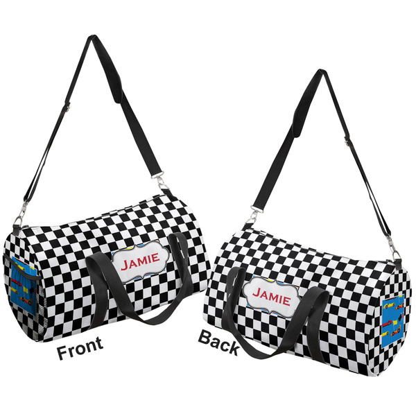 Checkers & Racecars Duffle bag large front and back sides
