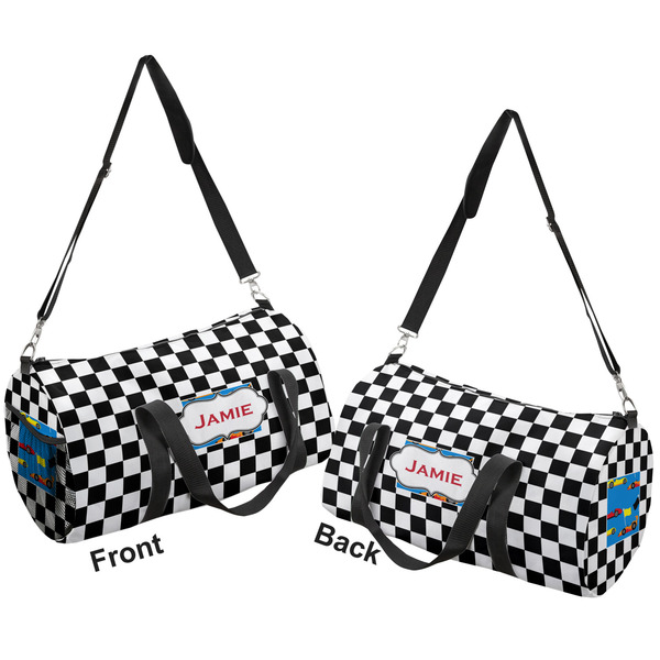 Checkers & Racecars Duffle bag small front and back sides