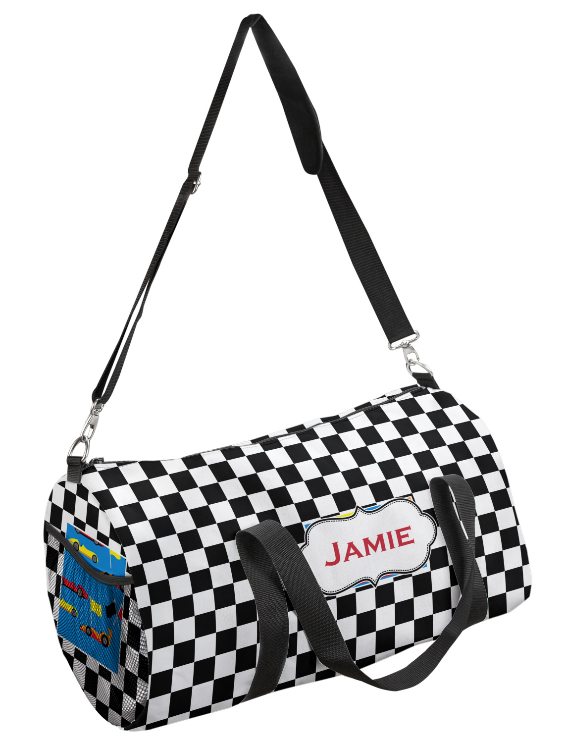 YouCustomizeIt Checkers & Racecars Duffel Bag Personalized 