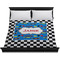 Checkers & Racecars Duvet Cover - King - On Bed - No Prop