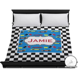 Checkers & Racecars Duvet Cover - King (Personalized)