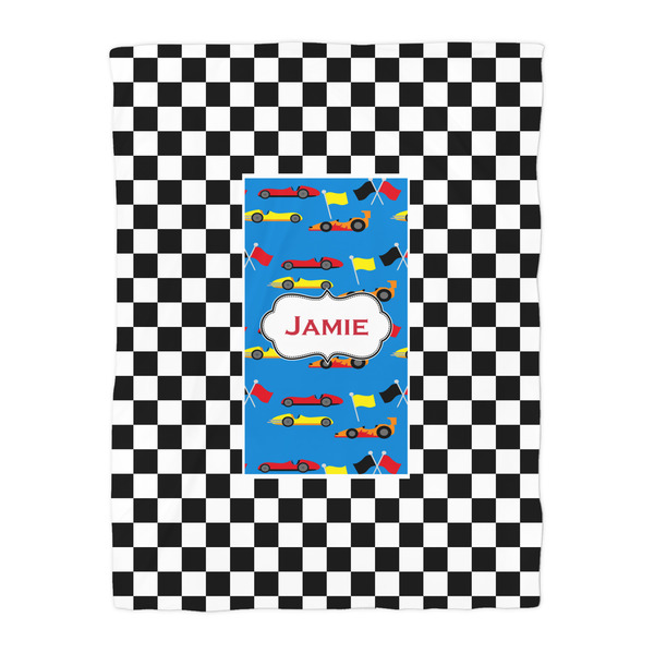 Checkers & Racecars Duvet Cover - Twin - Front